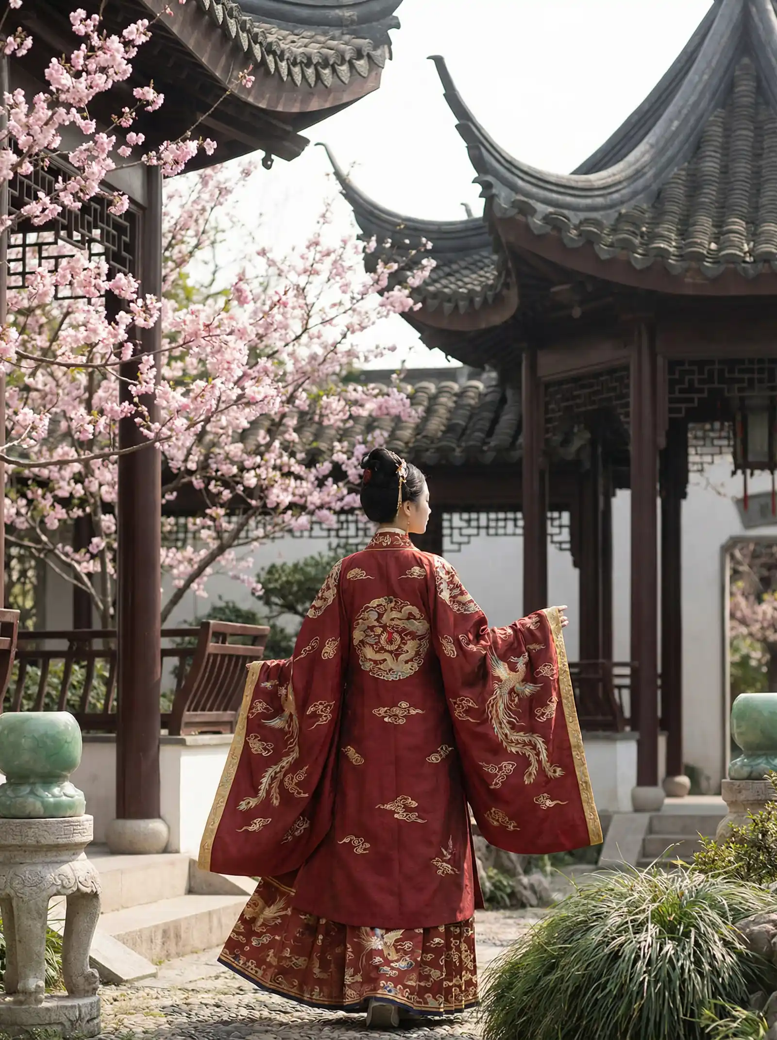 暖暖 免费 高清 日本完整版 明制汉服红色凤凰刺绣
